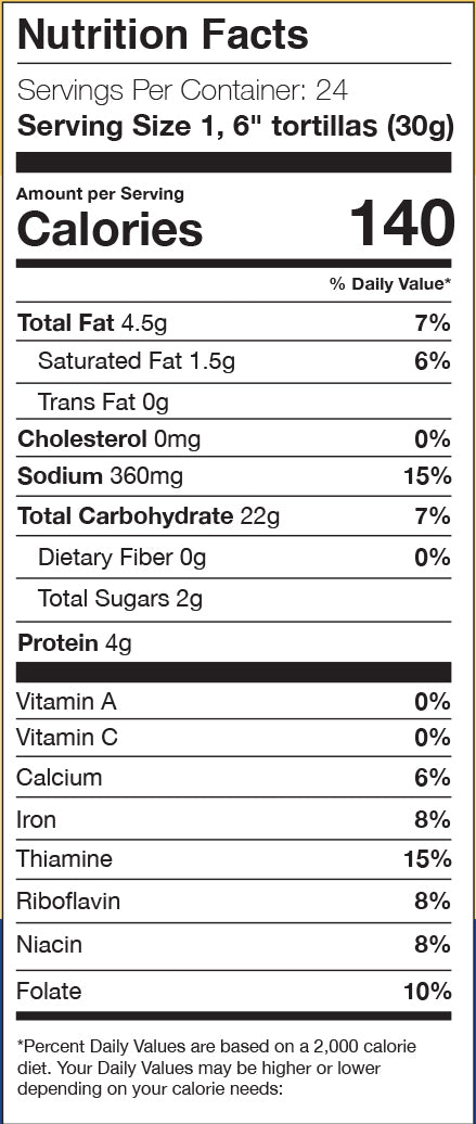 18 Ct 6" Flour Tortillas