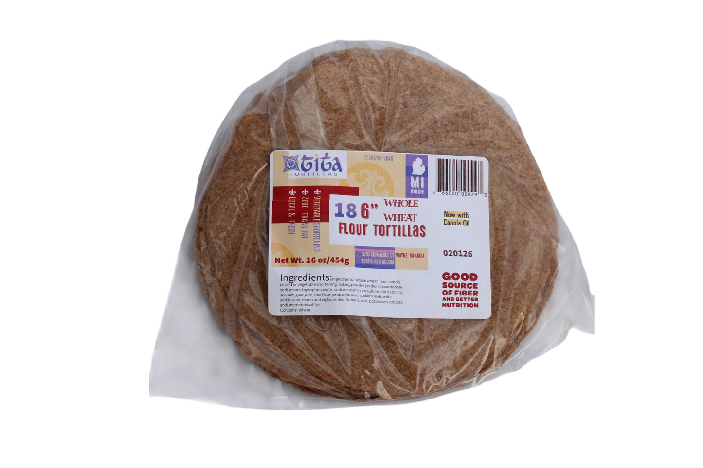 6 inch Whole Wheat tortilla 18Ct