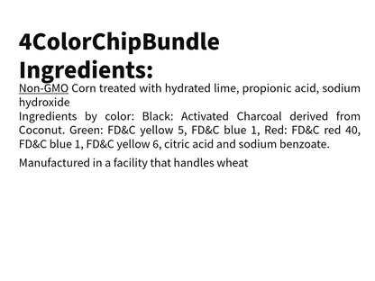 4ColorChips - 4 packs of 120 tortillas one pack each color: natural, red, green and black
