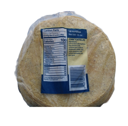 18 Ct Corn Tortillas, case of 16