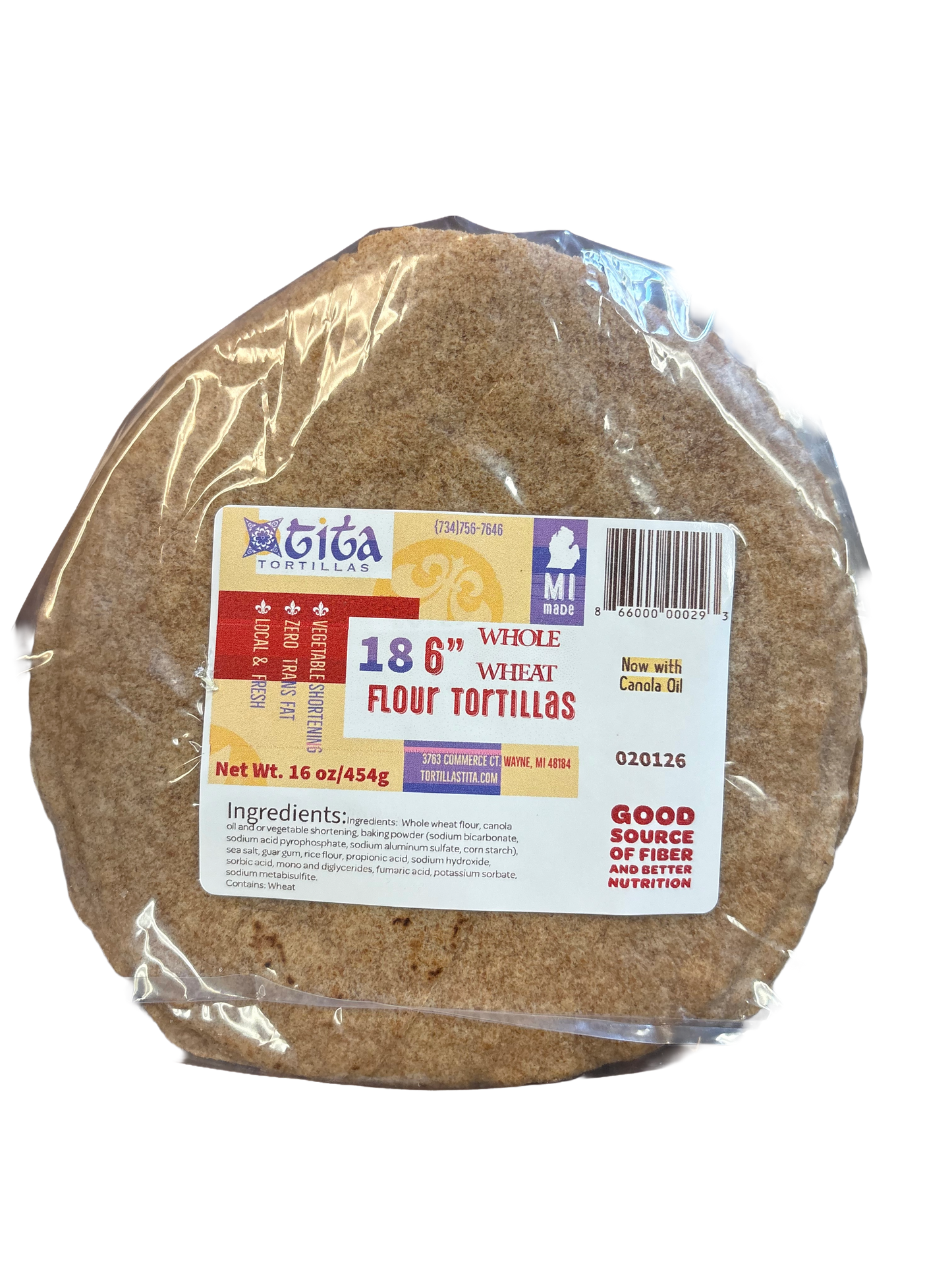 6 inch Whole Wheat tortilla 18Ct
