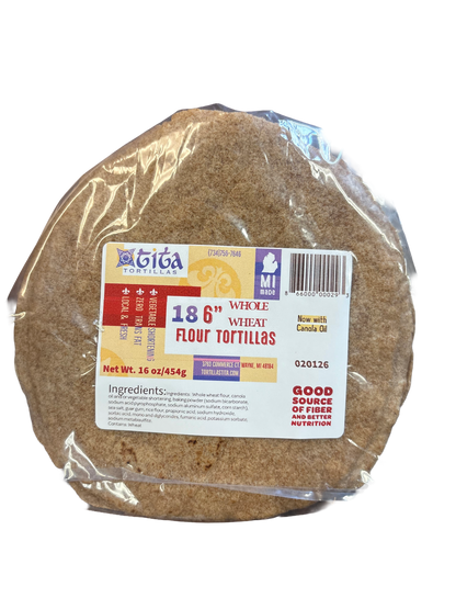 6 inch Whole Wheat tortilla 18Ct