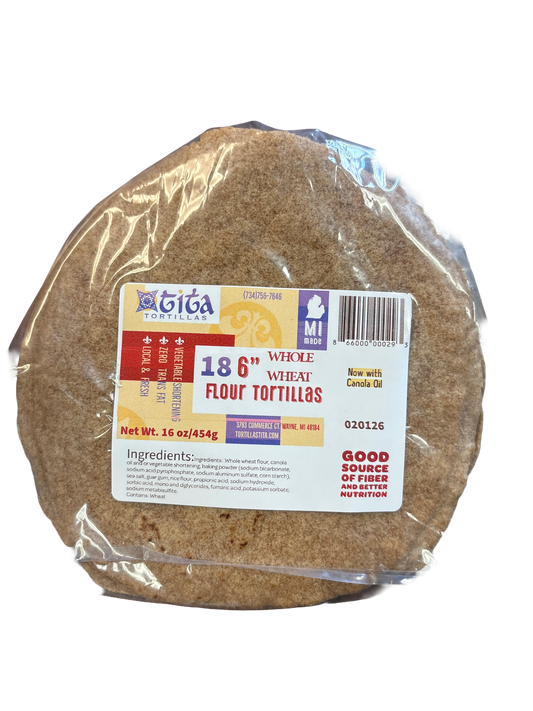 6 inch Whole Wheat tortilla 18Ct